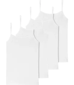 SCHIESSER 4 pack 95/5 organic cotton - spaghettitop white Online