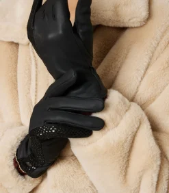 Deeluxe ACHY - Leren handschoenen met contrasterende luipaardstreep black New