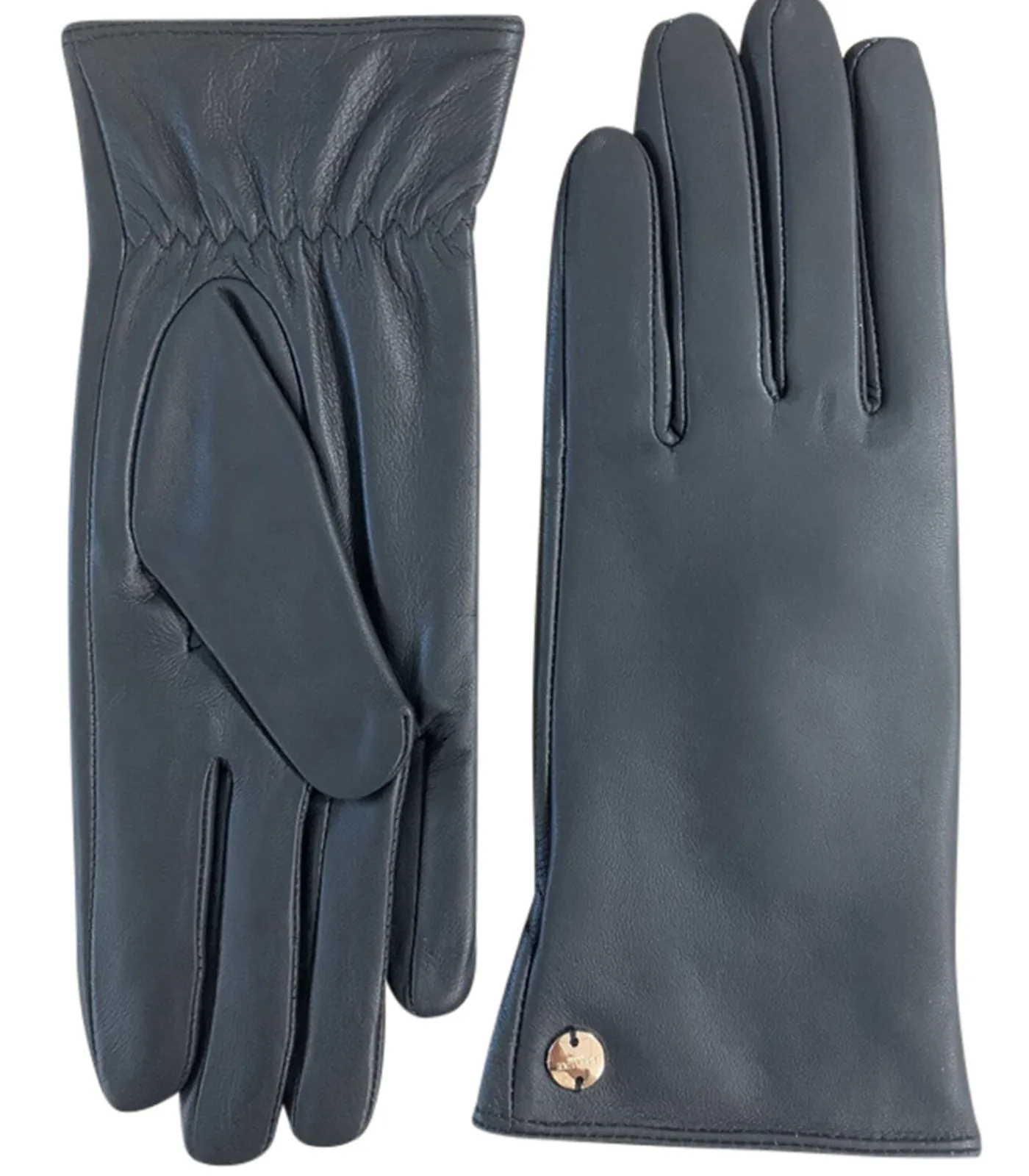 Deeluxe ACTS - Eenvoudige leren handschoenen met metalen logodetail black
