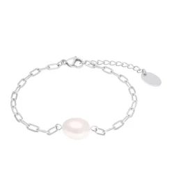 s.Oliver Armband m.Anh. voor dames, roestvrij staal, gekweekte zoetwaterparel silver