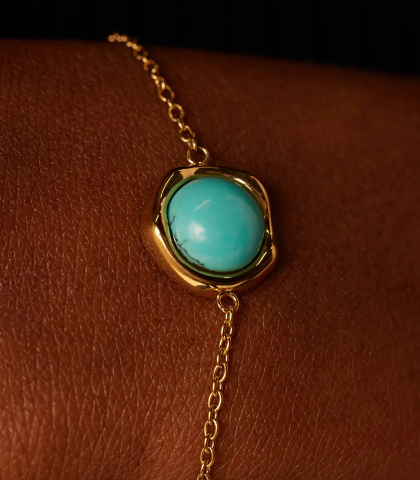Lucardi Armband Staal 19 cm - Goudkleurig turquoise Online