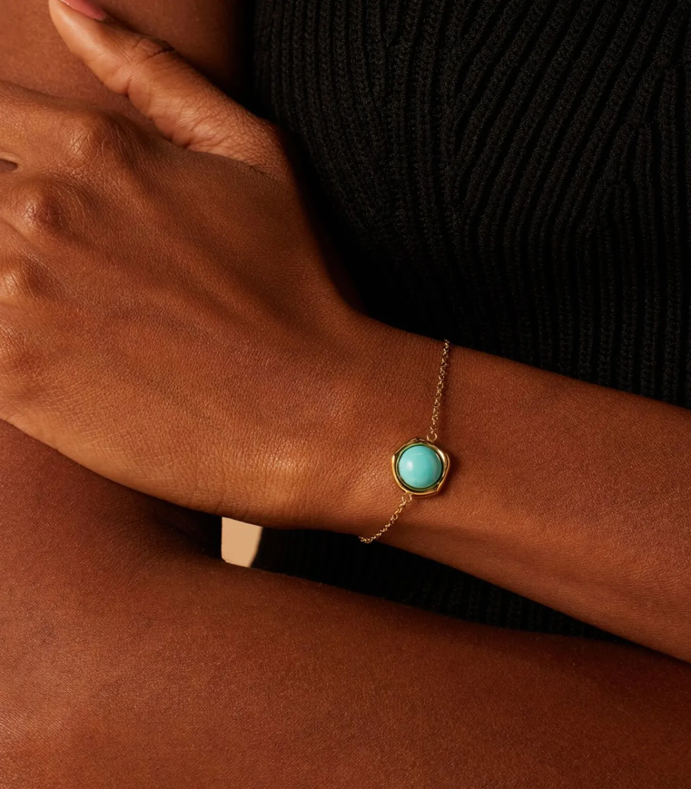 Lucardi Armband Staal 19 cm - Goudkleurig turquoise Online