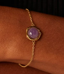 Lucardi Armband Staal 19 cm - Goudkleurig purple