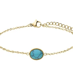 Lucardi Armband Staal 19 cm - Goudkleurig turquoise Best