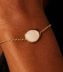 Lucardi Armband Staal 19 cm - Goudkleurig pink Sale
