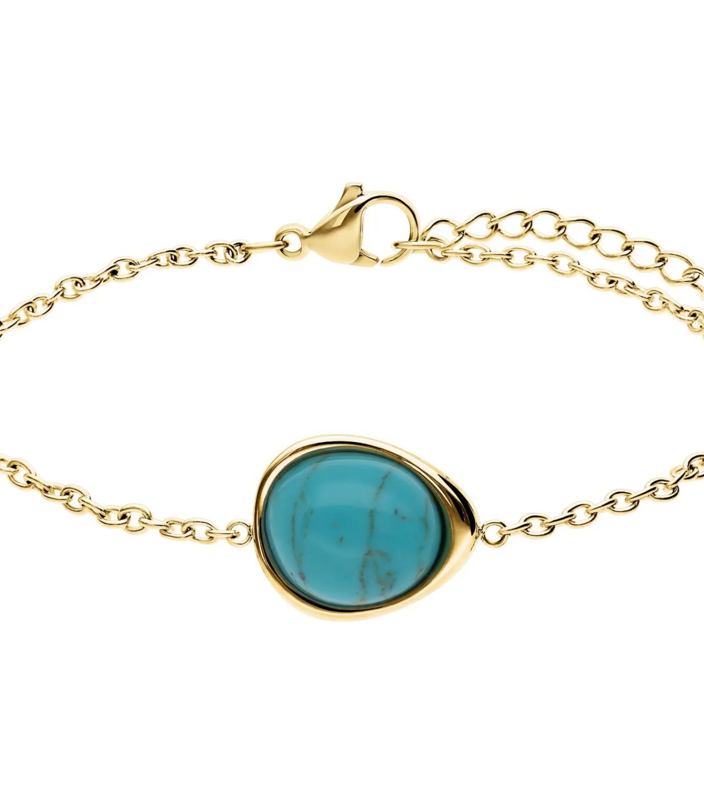Lucardi Armband Staal 19 cm - Goudkleurig turquoise Discount