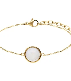Lucardi Armband Staal 19 cm - Goudkleurig offWhite Clearance