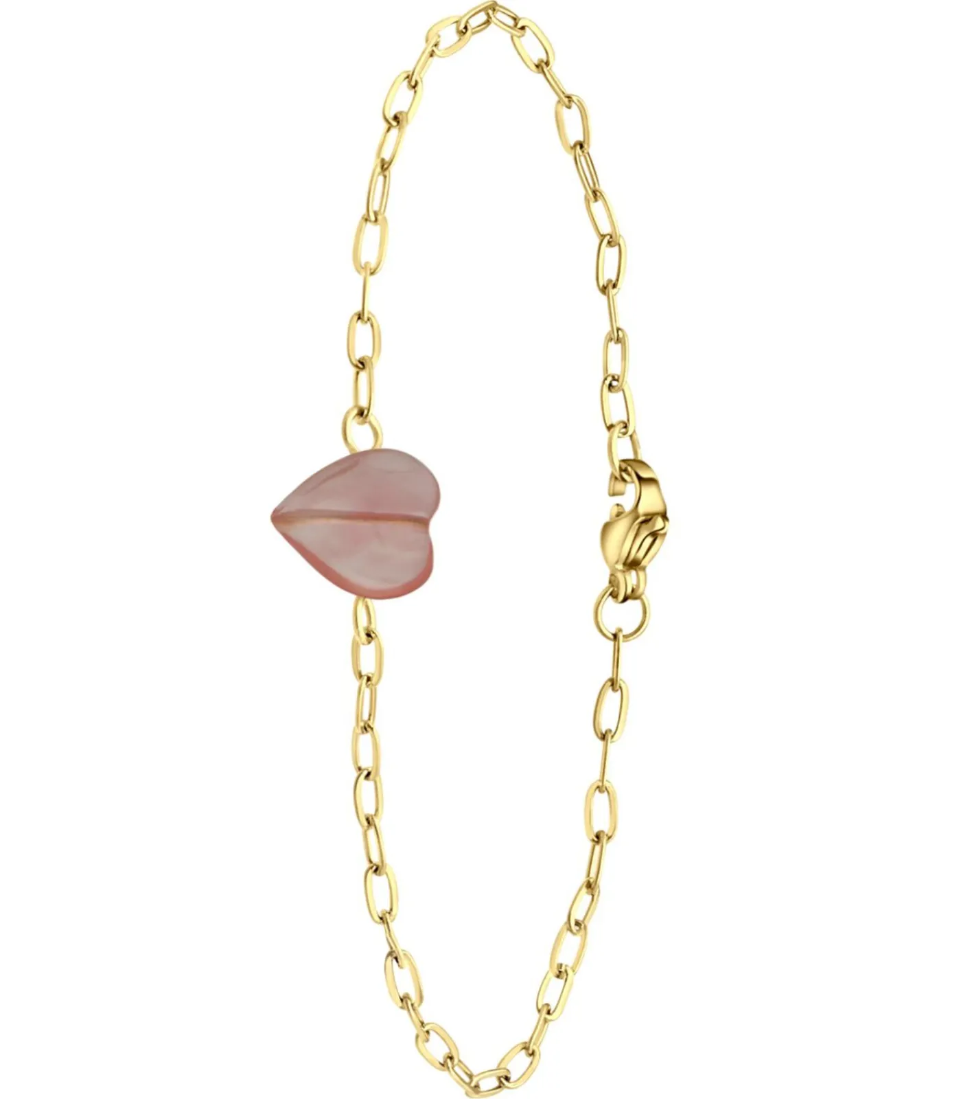 Lucardi Armband Staal 20cm gold/pink Hot