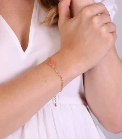 Lucardi Armband Staal 20cm gold/pink Hot