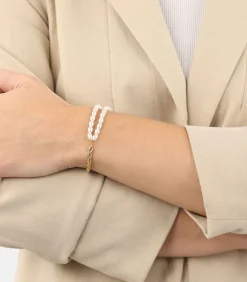 NOELANI Armband voor dames, roestvrij staal, schelp middenkraal white New