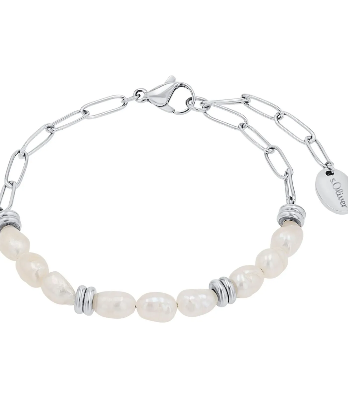 s.Oliver Armband voor dames, roestvrij staal, gekweekte zoetwaterparel silver Sale