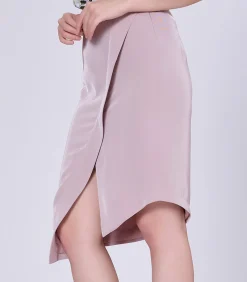 Smart & Joy Asymmetrische gekruiste rok pink