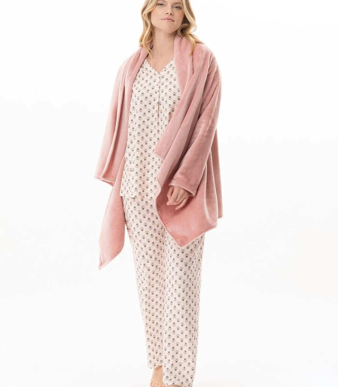 LE CHAT Asymmetrische jas van flanellen pluche ESSENTIEL 179 pink Sale