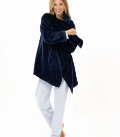 LE CHAT Asymmetrische jas van flanellen pluche ESSENTIEL 179 blue Sale