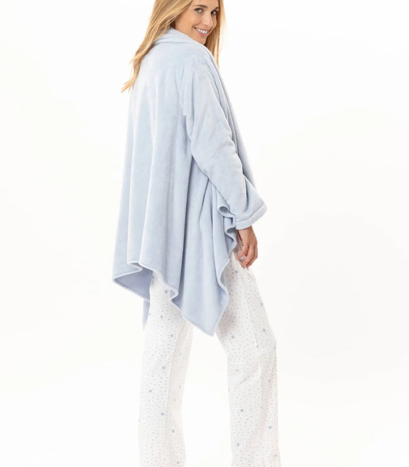 LE CHAT Asymmetrische jas van flanellen pluche ESSENTIEL 179 blue Best