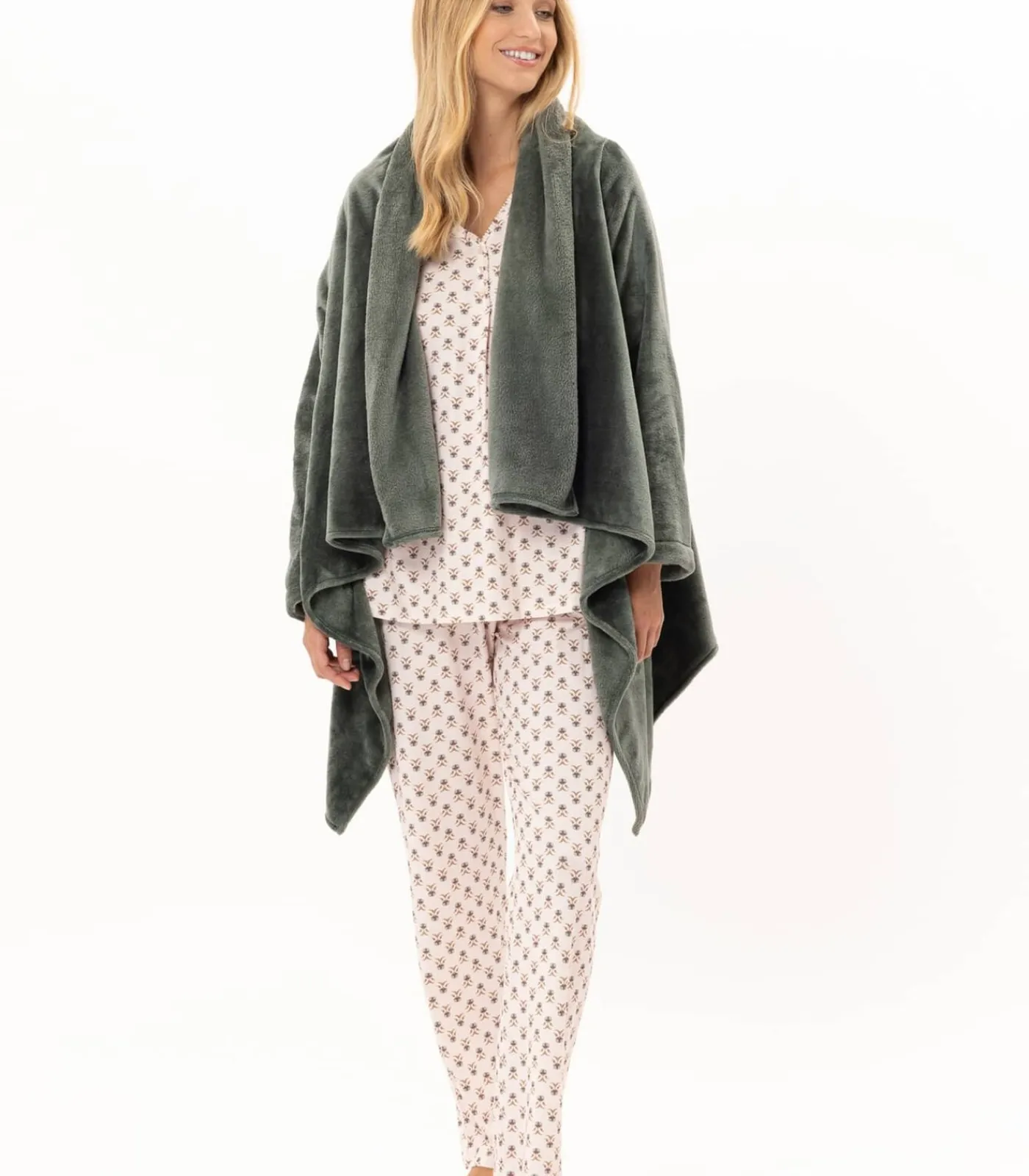 LE CHAT Asymmetrische jas van flanellen pluche ESSENTIEL 179 green Sale