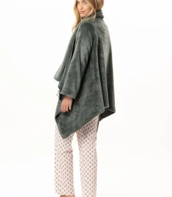 LE CHAT Asymmetrische jas van flanellen pluche ESSENTIEL 179 green Sale
