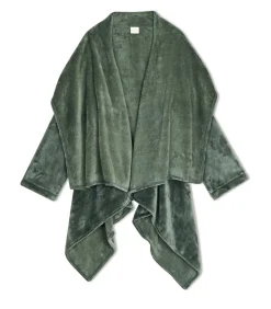 LE CHAT Asymmetrische jas van flanellen pluche ESSENTIEL 179 green Sale