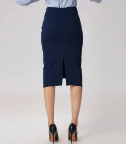 Smart & Joy Asymmetrische rok met structurele lijnen navyBlue Best