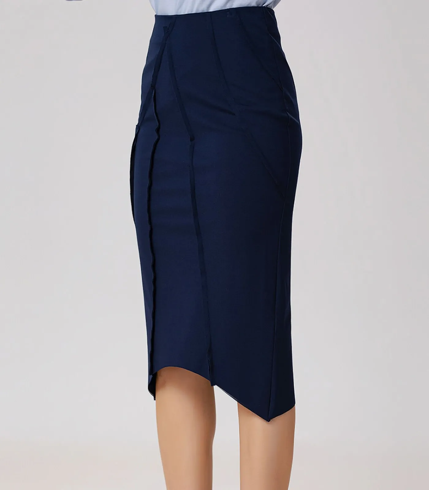 Smart & Joy Asymmetrische rok met structurele lijnen navyBlue Best