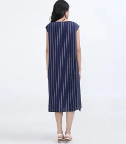 Smart & Joy Asymmetrische trapeziumjurk met strepen navyBlue Discount