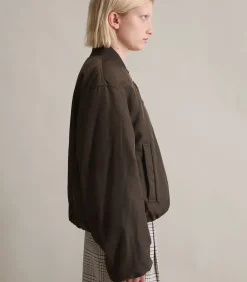 Marc O’Polo DENIM Aviator-stijl relaxed cropped blouson brown Clearance