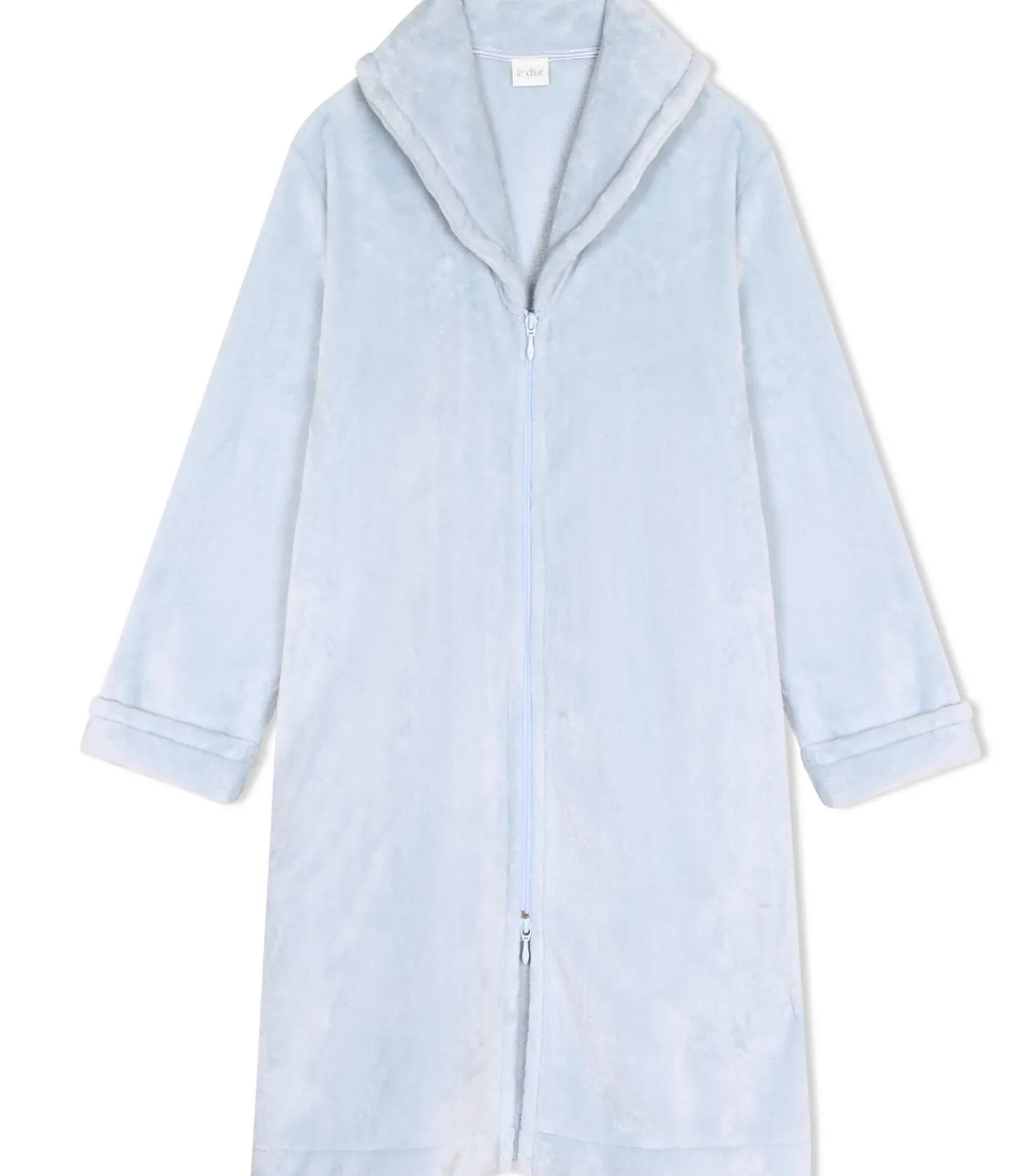LE CHAT Badjas met ritssluiting van flanellen pluche ESSENTIEL H56B blue