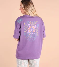 Oxbow Bedrukt T-shirt op borst en rug SAFI purple Discount