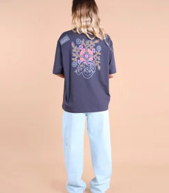 Oxbow Bedrukt T-shirt op borst en rug SAFI darkBlue Discount