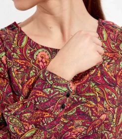 La Fiancée Bedrukte biologisch katoenen blouse HARDOI lightRed Outlet