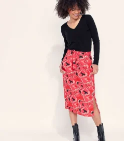 La Fiancée Bedrukte rok AKASH red New