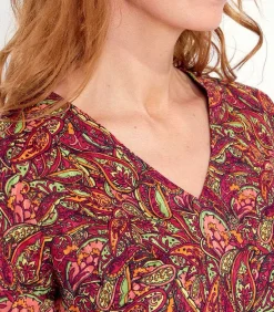 La Fiancée Bedrukte tuniek van biologisch katoen LAURIE lightRed Outlet