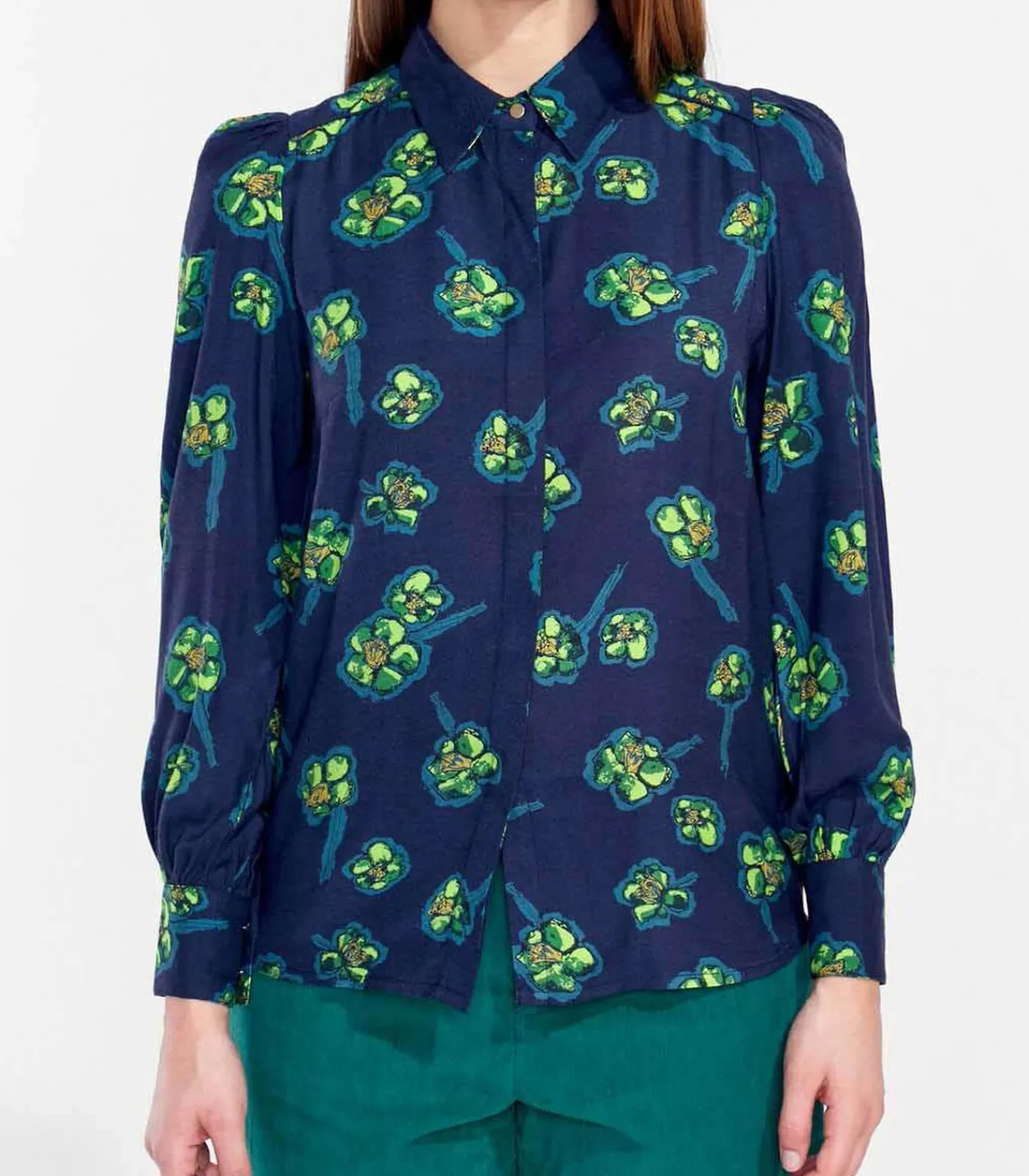 La Fiancée Bedrukte vloeibare blouse MOTHIARI darkBlue Hot