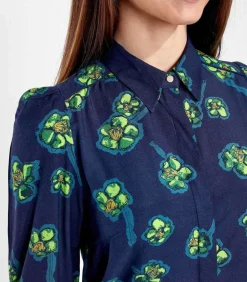 La Fiancée Bedrukte vloeibare blouse MOTHIARI darkBlue Hot