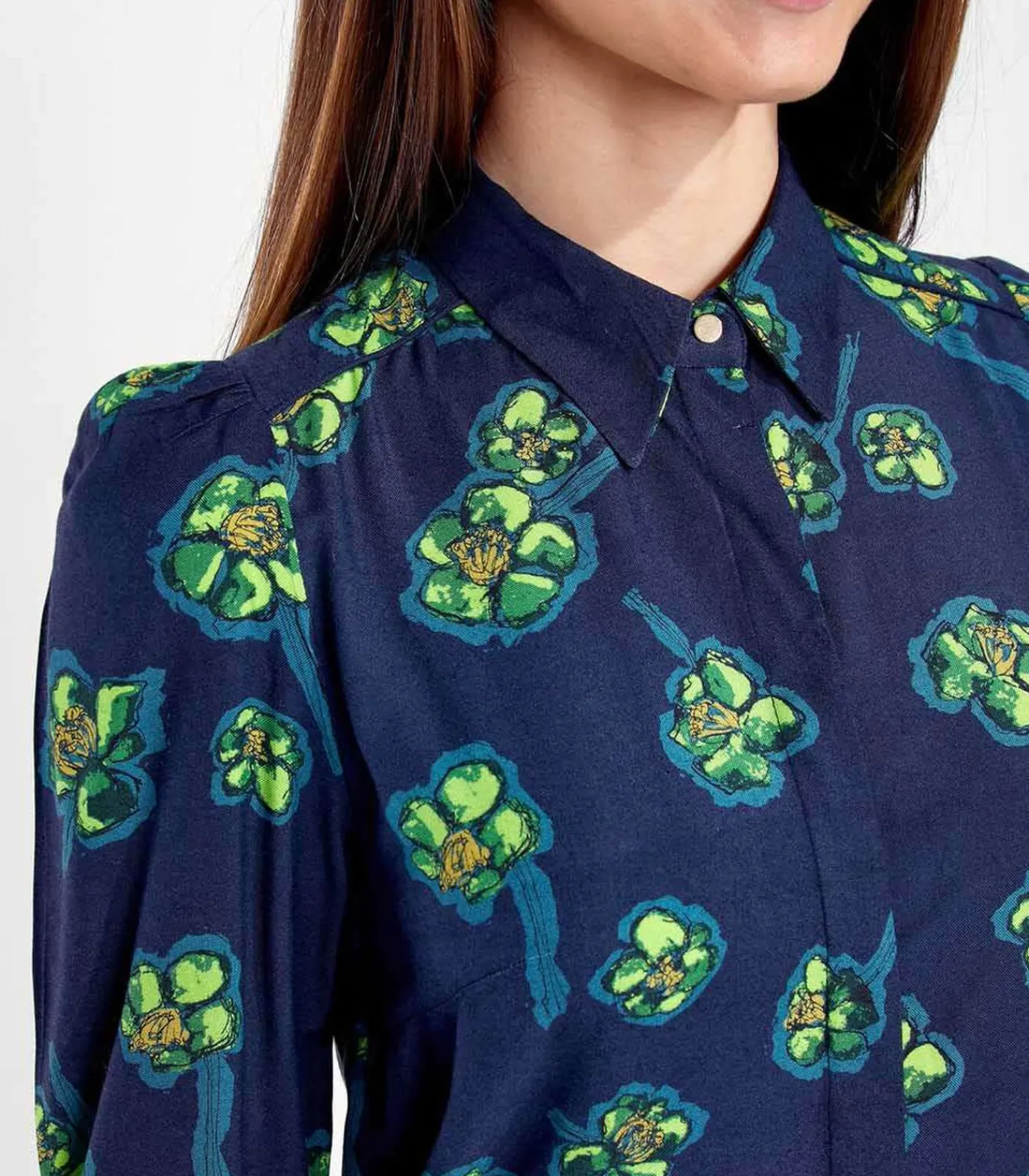 La Fiancée Bedrukte vloeibare blouse MOTHIARI darkBlue Hot