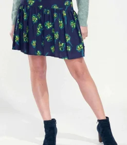 La Fiancée Bedrukte vloeibare korte rok PATNA darkBlue