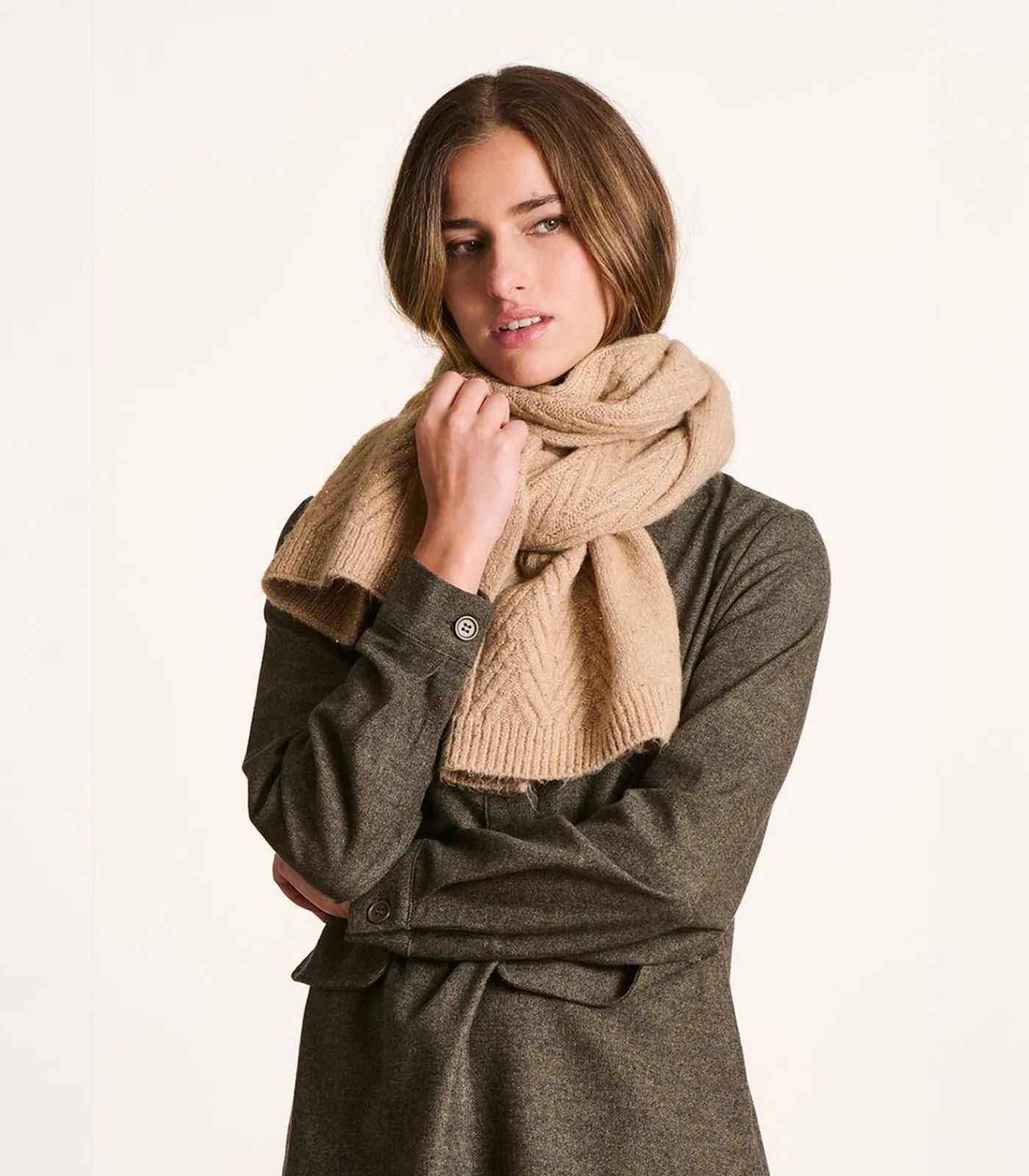 La Fée Maraboutée Beige gebreide sjaal met pailletten brown Sale