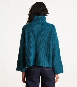 La Fée Maraboutée Blauw iriserende gebreide trui, lange mouwen, col petrolBlue Sale
