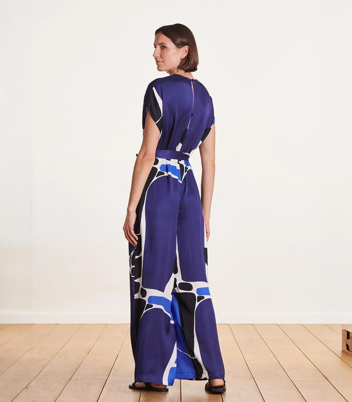 La Fée Maraboutée Blauw viscose/zijde broekpak met print lightBlue Online