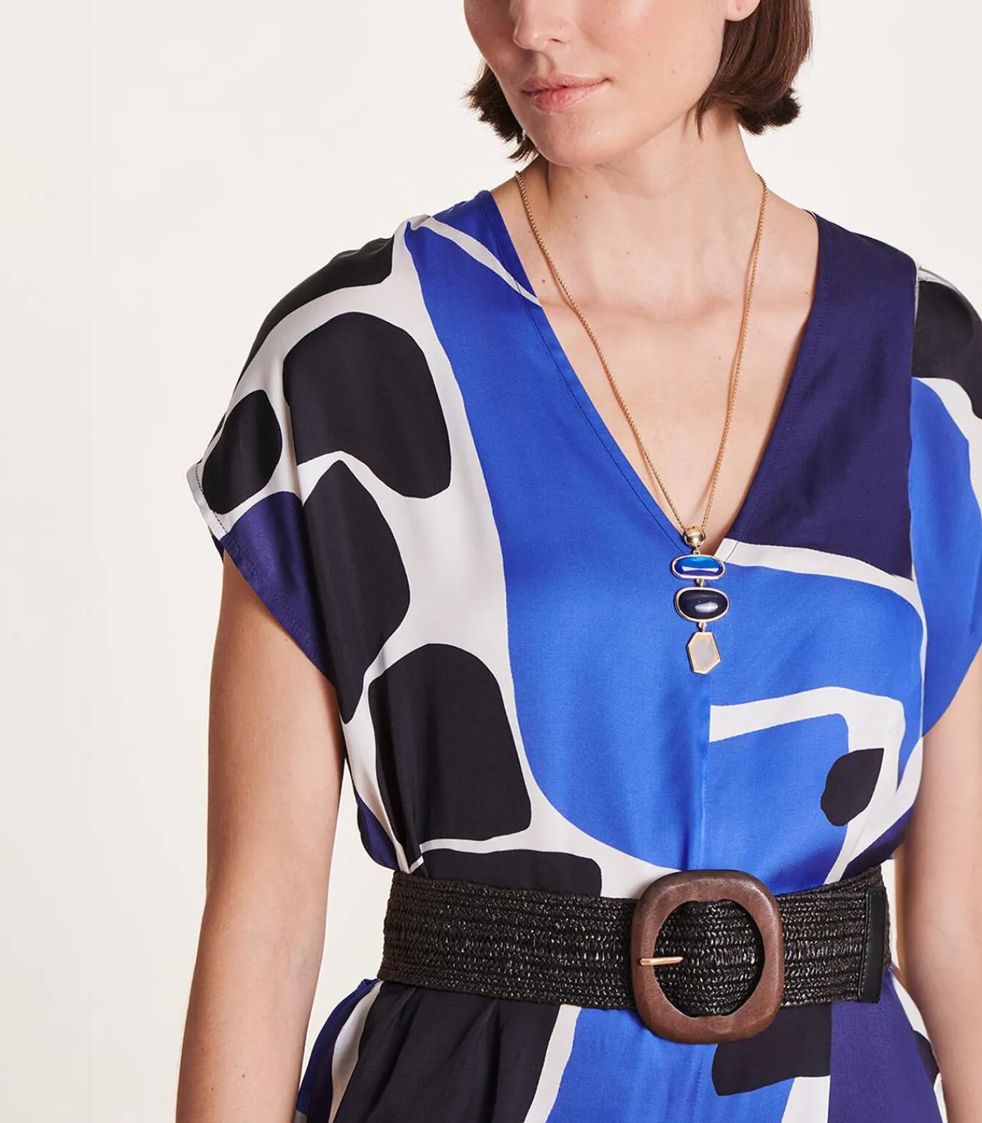 La Fée Maraboutée Blauw viscose/zijde broekpak met print lightBlue Online