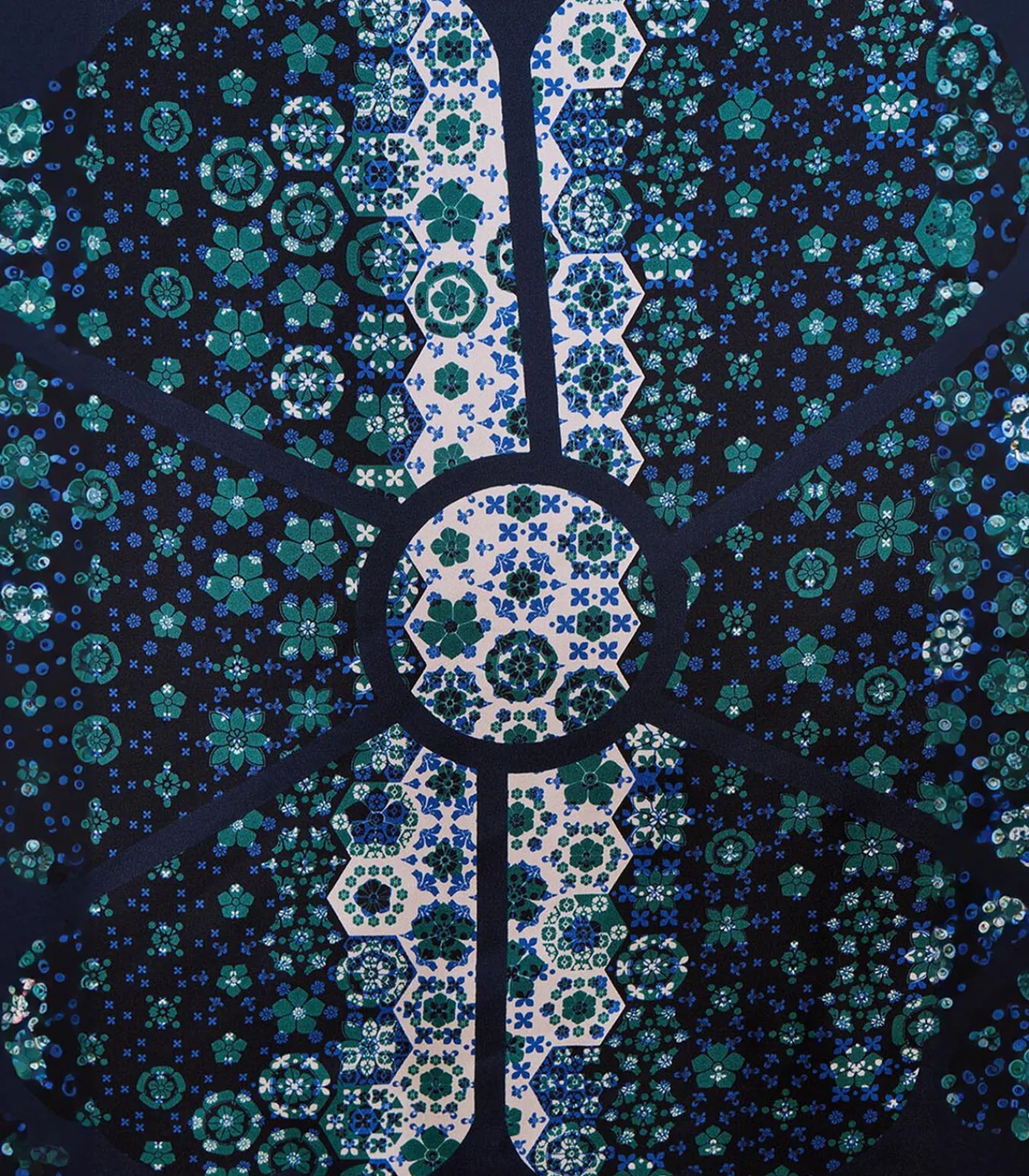 La Fée Maraboutée Blauw zijden vierkant met print petrolBlue Outlet