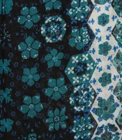 La Fée Maraboutée Blauwe wollen sjaal met print petrolBlue Best