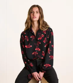 La Fée Maraboutée Bloes met bloemenprint zwart en rood black Online