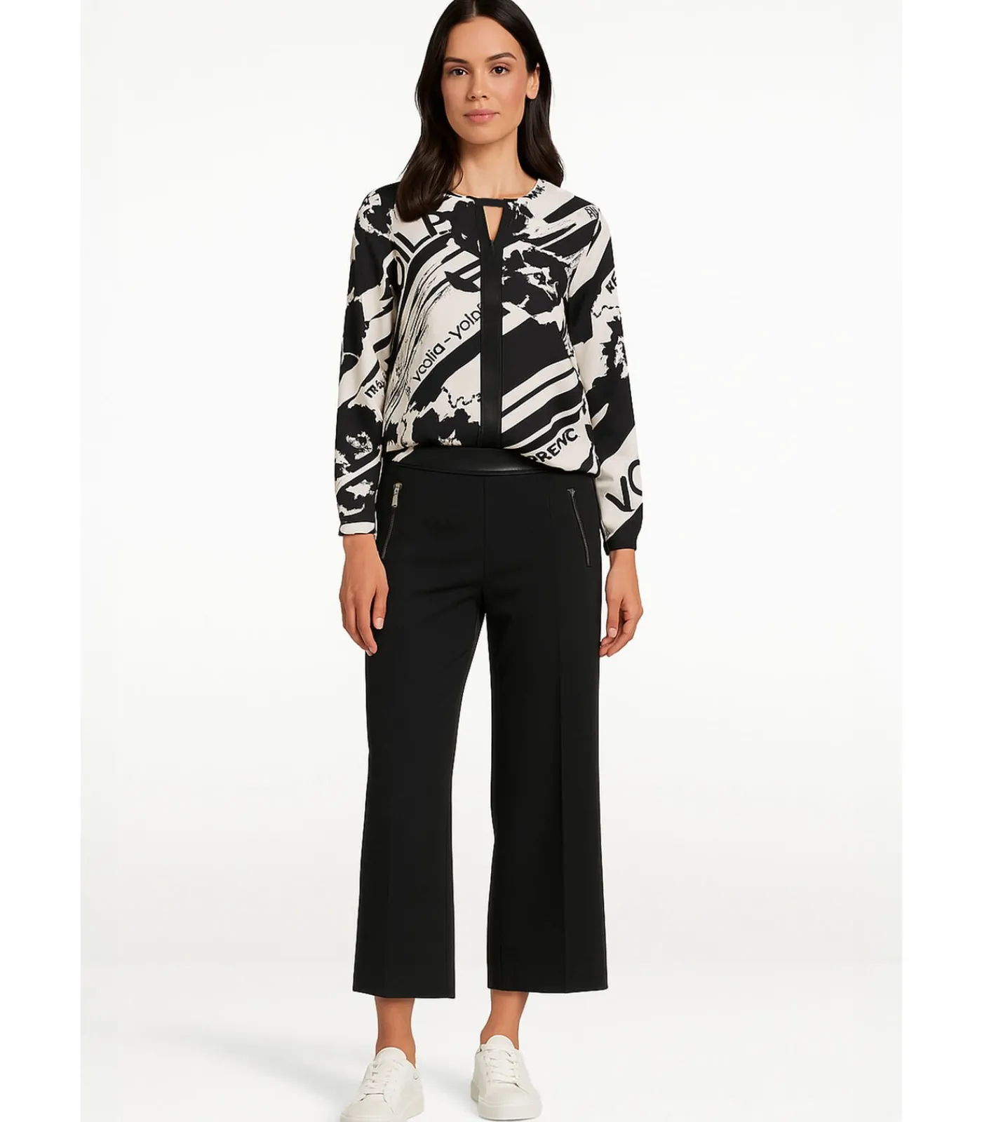 Betty Barclay Blouse in shirtstijl white/black