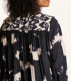 La Fée Maraboutée Blouse met blauwe en beige print, lange mouwen navyBlue Best