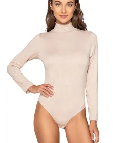 LUNA Body met lange mouwen en opstaande kraag MICRO TOUCH beige Best