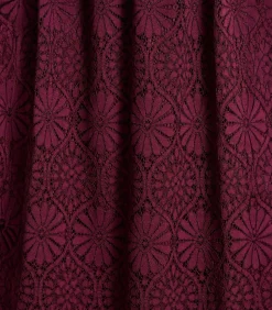 La Fée Maraboutée Bordeaux midi-jurk van kant met korte mouwen brown