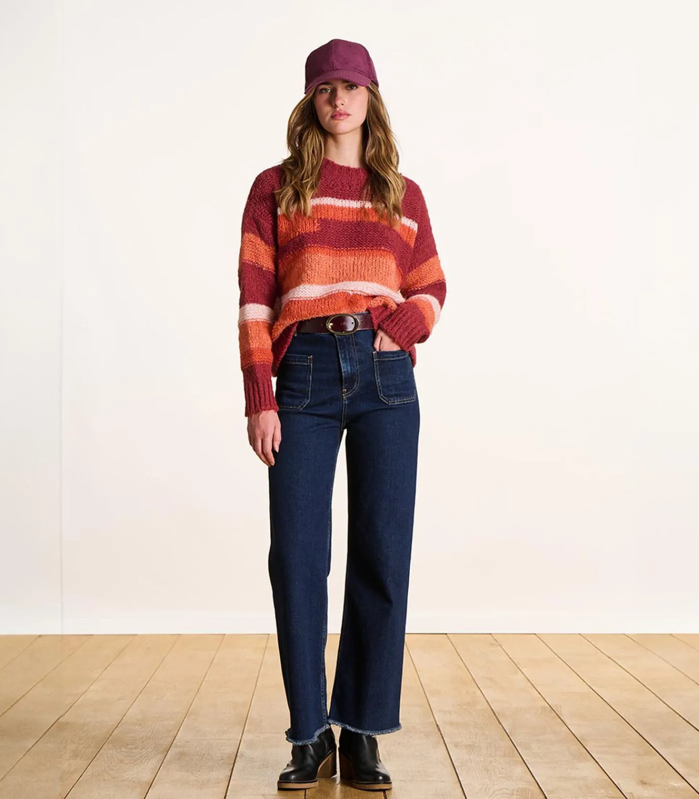 La Fée Maraboutée ribfluwelen pet van biologisch katoen bordeaux Sale