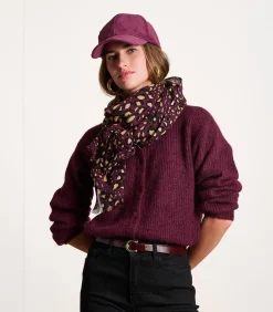 La Fée Maraboutée sjaal van wol met dierenprint bordeaux Outlet
