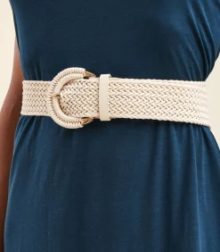 La Fée Maraboutée Brede gevlochten riem white Sale
